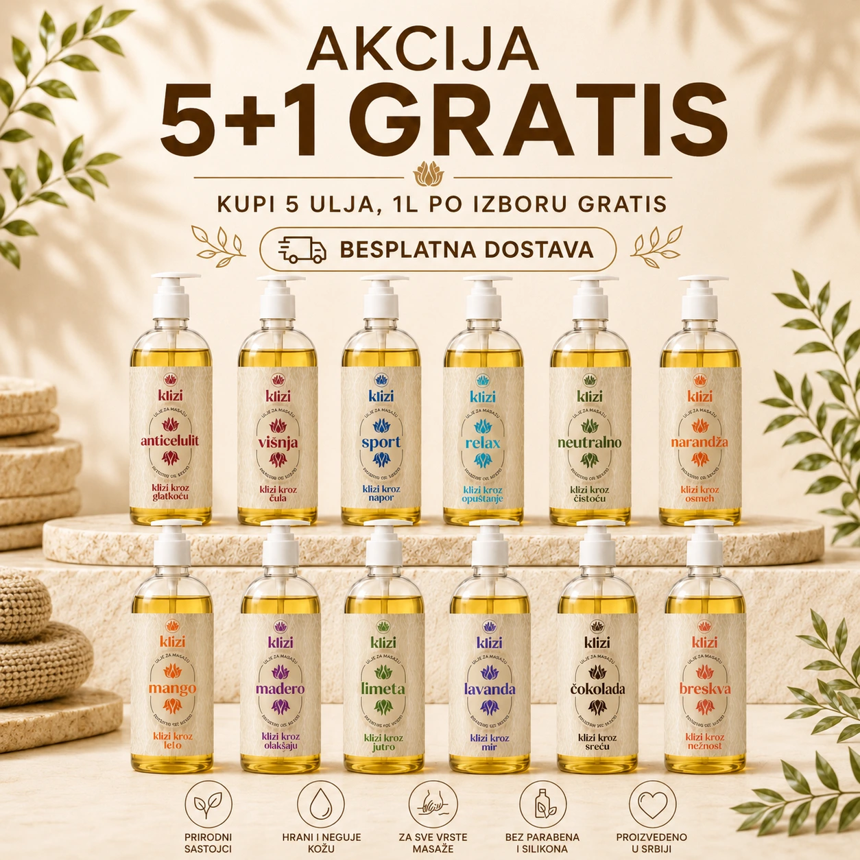 1783634190012376300 akcija 5 1 gratis ulja za masazu klizi.webp KLIZI PRO Paket: 5+1L ULJA GRATIS